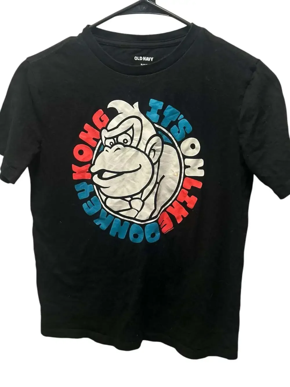 Old Navy Donkey Kong It's On Like Donkey Kong Graphic T-Shirt XL 14-16 Black
